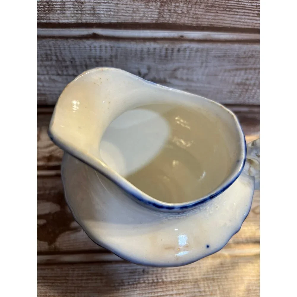 Antique Blue & White Ironstone Small Pitcher Creamer